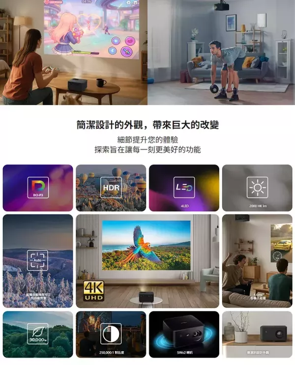 奧圖碼 Optoma Photon Life PK32｜4K UHD 4LED 投影機｜2000 流明高亮度｜HDR10｜4.6ms 低延遲｜行動微型投影｜自動對焦梯形校正 Optoma PK32,Photon Life PK32,Optoma 投影機,4K 投影機,4LED 投影機,行動投影機,微型投影機,投影機推薦,Optoma Photon Life PK32