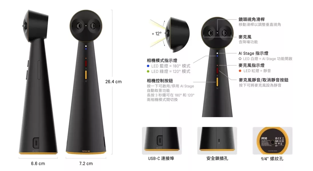 IPEVO TOTEM 180 180 全景視訊會議攝影機 IPEVO TOTEM 180 180 全景視訊會議攝影機, IPEVO TOTEM 180, 串接式器視訊會議, 全雙工音訊, 藍牙會議揚聲器, USB 會議電話, USB 麥克風
, 360度收音喇叭,  全向陣列麥克風, 線上會議麥克風