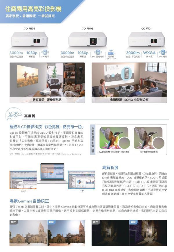 EPSON CO-FH01 住商兩用高亮彩投影機 投影機,epson投影機,教育投影機,日系投影機,epson co-FH01, EPSON CO-FH01 住商兩用高亮彩投影機