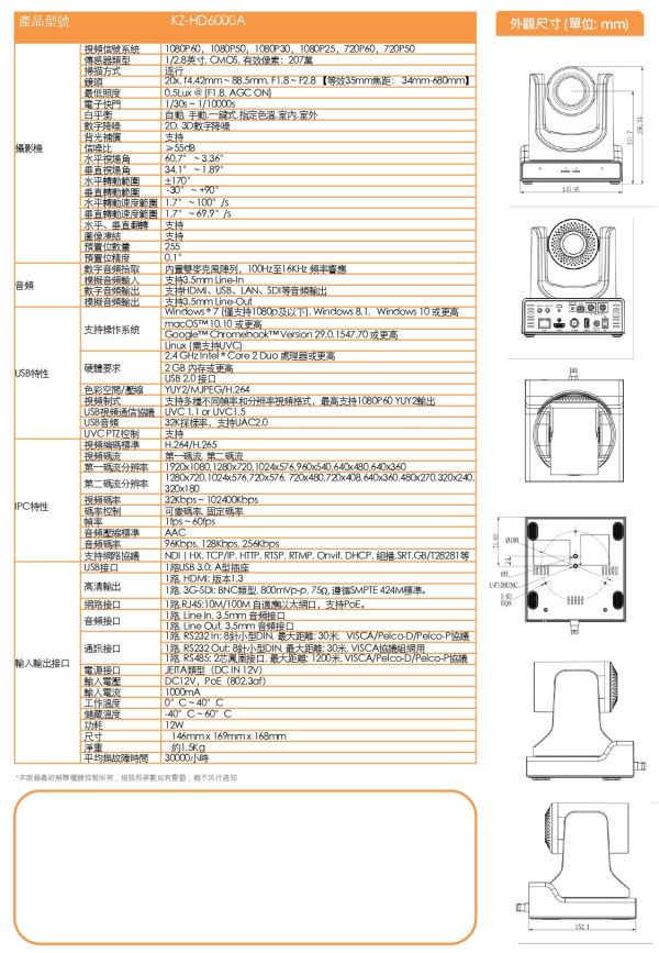 KONZESYS KZ-HD6000A AI自動跟蹤攝影機 KONZESYS KZ-HD6000A AI自動跟蹤攝影機, KONZESYS KZ-HD6000A ,AI 自動跟蹤攝影機, 智慧追蹤攝影機, 教學用攝影機, 技術特色關鍵字,人像追蹤攝影機,Full HD 攝影機,自動對焦攝影機, AI 影像辨識設備