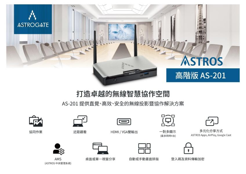 ASTROS AS-201 無線會議投影器｜4K投影傳輸｜無線簡報器｜手機平板筆電投屏｜會議室簡報設備 ASTROS AS-201,ASTROS無線投影器,無線會議投影器,無線簡報系統,會議室投屏設備,企業無線簡報設備,會議室無線投影方案,4K無線投屏器,手機無線投影設備,筆電投影器推薦,會議室影音整合設備,商用無線投影系統,無線會議解決方案,教室無線投影設備,BYOD會議系統