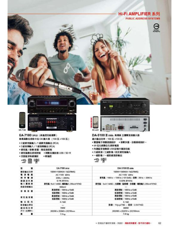 HYLEX DA-5100 USBb 高傳真立體聲混音擴大器 HYLEX DA-5100 USBb 高傳真立體聲混音擴大器,綜合擴大機,HYLEX DA-5100 USBb,擴大機