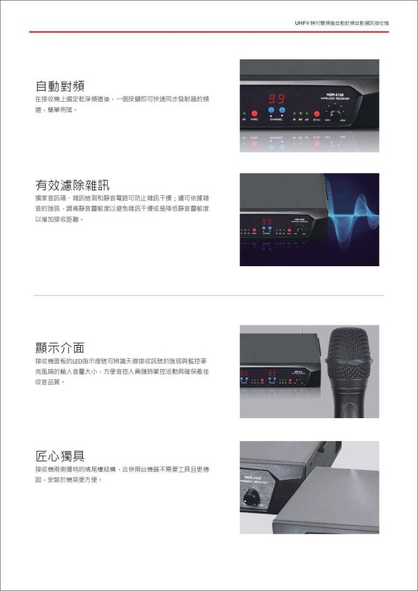 CHIAYO NDR‑3120｜UHF 半 19 吋雙頻道無線麥克風接收機｜自動對頻｜自動選訊｜會議/教室/舞台音響設備 UHF 無線麥克風,類比無線麥克風,雙頻道無線麥克風,手握式無線麥克風,會議室麥克風,教學用麥克風,活動主持麥克風,舞台表演麥克風,宗教場域麥克風,企業簡報麥克風,補習班麥克風, CHIAYO NDR‑3120, CHIAYO-NDR‑3120雙頻道無線麥克風接收機, CHIAYO無線麥克風