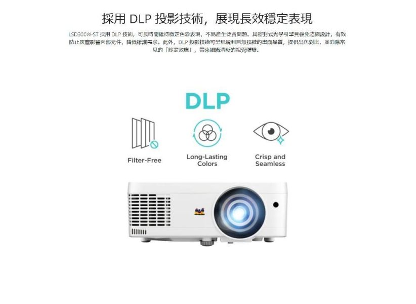 ViewSonic LSD300W‑ST｜3300 ANSI｜短焦 LED 投影機｜WXGA 高亮度｜教育/會議/展示空間｜短距離大畫面 ViewSonic LSD300W‑ST,LSD300W‑ST 投影機,VIEWSONIC 短焦投影機,短焦雷射投影機,3000 ANSI 投影機,WXGA 投影機,教室投影機,會議室投影機,商用投影機,高亮度投影機,雷射光源投影機,VIEWSONIC 雷射投影,短距離投影