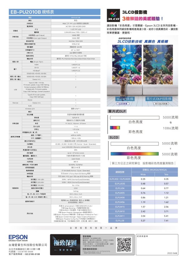 EPSON EB-PU2010B 雷射高階工程投影機 投影機,EPSON投影機, EPSON EB-PU2010B 雷射高階工程投影機, BenQ TH685P, 高階投影機, 活動中心投影機, 工程投影機, 雷射投影機, 無線投影機, 投影機安裝, EPSON EB-PU2010B