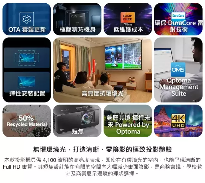 Optoma PK110S｜4K 短焦雷射投影機｜高亮度｜家庭劇院｜會議簡報｜輕巧便攜｜雷射光源 Optoma PK110S,奧圖碼 PK110S,Optoma 投影機,4K 投影機,短焦投影機,雷射投影機,4K UHD 投影,HDR10 投影機,高亮度投影機,家庭劇院投影機,會議室投影機,教室投影機,商務投影機,行動投影機,便攜投影機,DLP 投影機,雷射光源投影