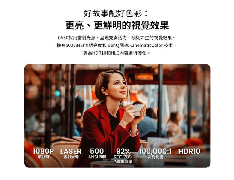 BenQ 1080p Google TV 雷射智慧微型投影機 GV50 投影機,benq投影機, BenQ 1080p Google TV 雷射智慧微型投影機 GV50, Benq GV50, 雷射投影機, 露營投影機, 家用投影機, 劇院投影機, 微型投影機, 無線投影機, google tv投影機