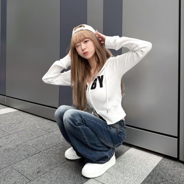 baby坑條連帽外套 