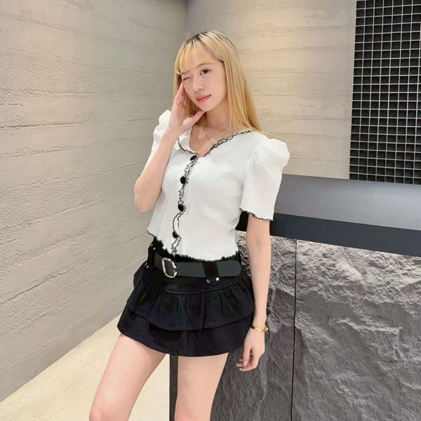 【514專屬】皮帶牛仔波浪裙 