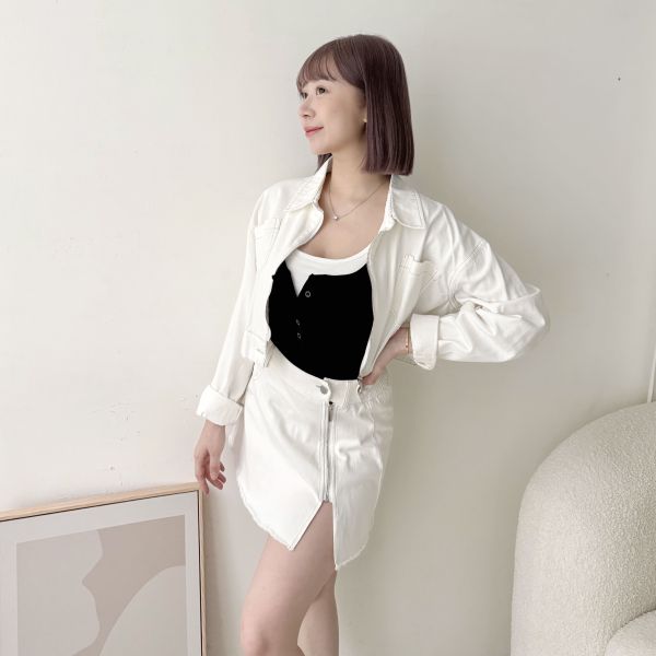 短外套+側拉鍊裙裝 