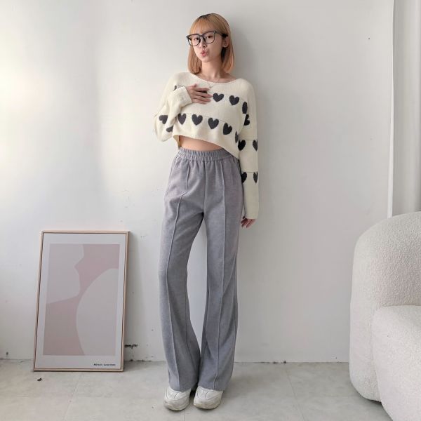 羊絨車線微喇長褲 