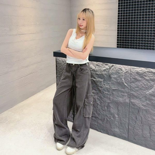 編織帶口袋彎刀褲 