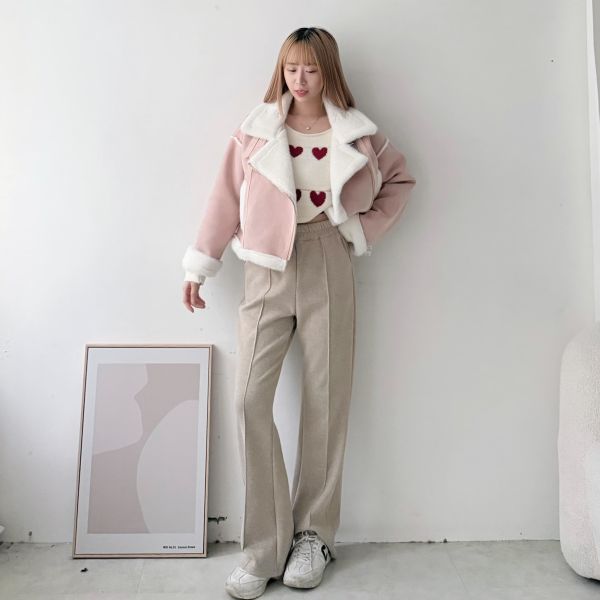 羊絨車線微喇長褲 