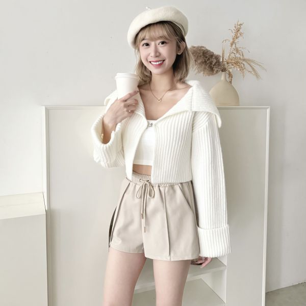 大翻領毛衣外套 