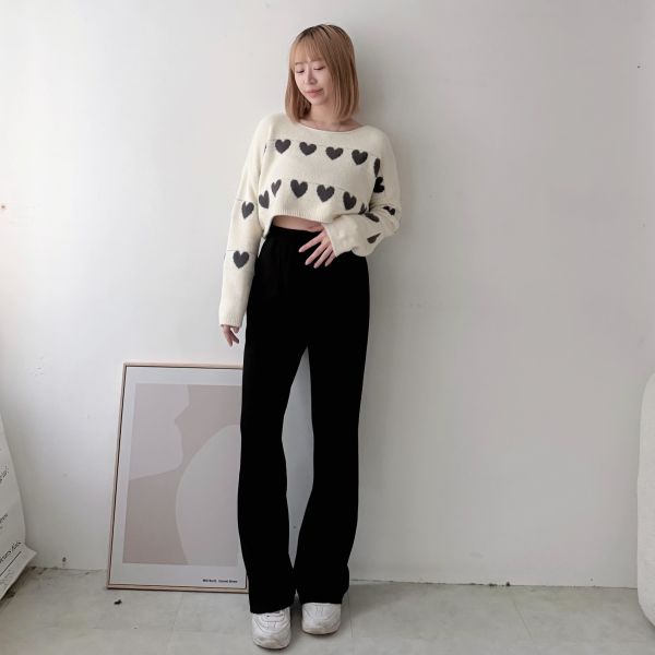 羊絨車線微喇長褲 