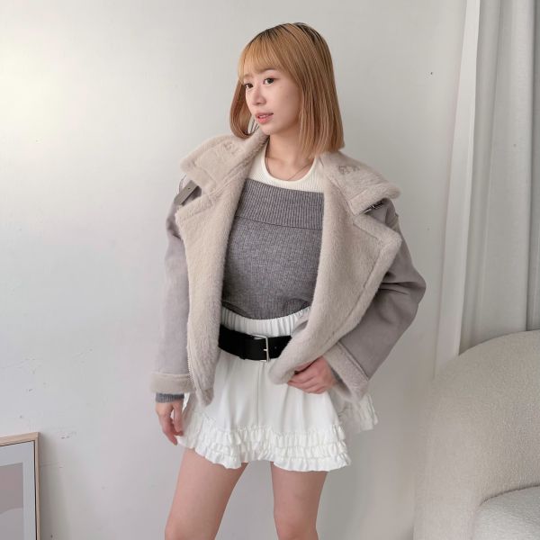 機車騎士皮毛外套 