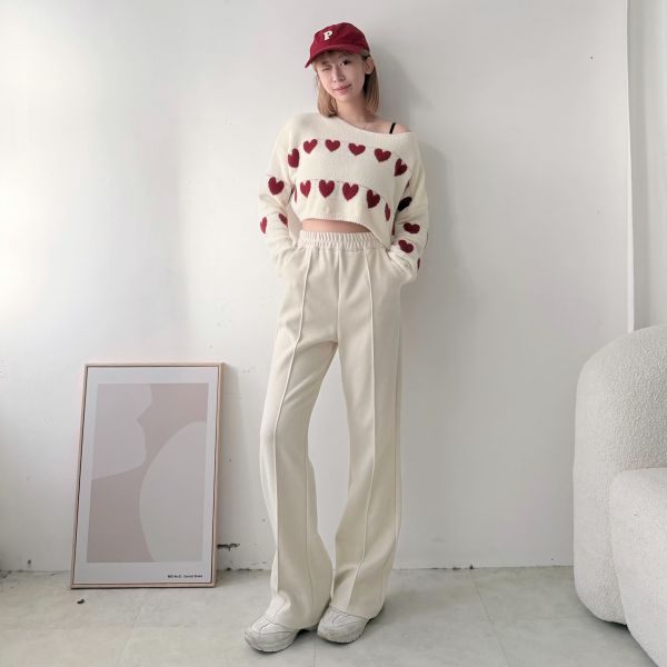 羊絨車線微喇長褲 