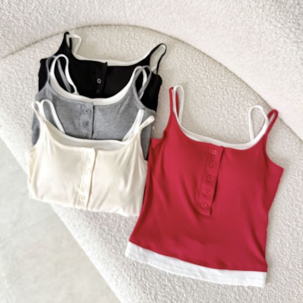 假2件開釦小背心 