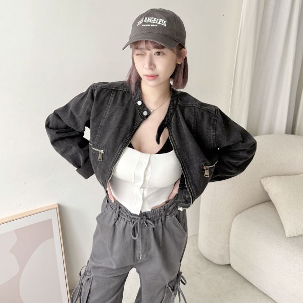 騎士牛仔短版外套 