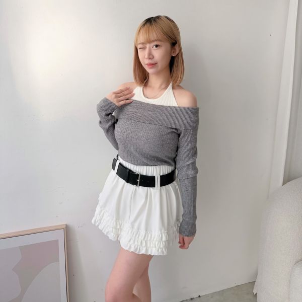 一字領假2件上衣 