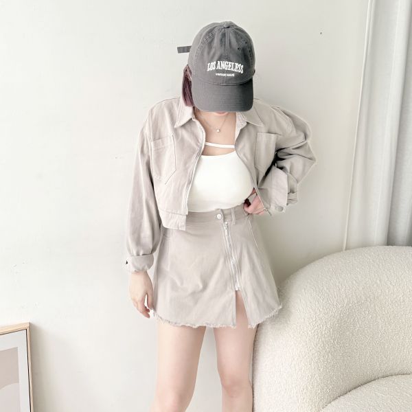 縮腰短襯側釦裙裝 