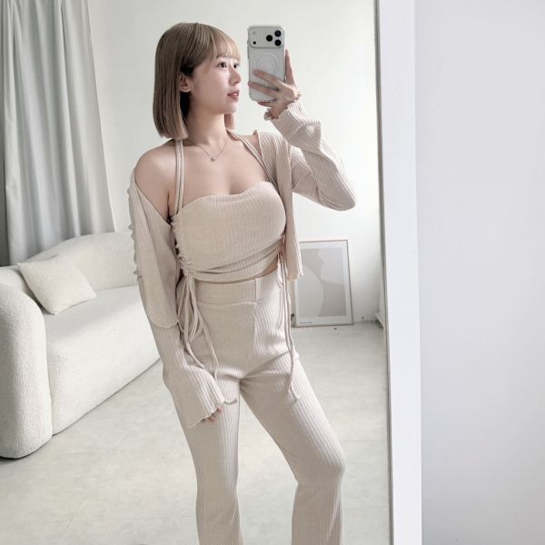 背心抽繩3件套褲裝 