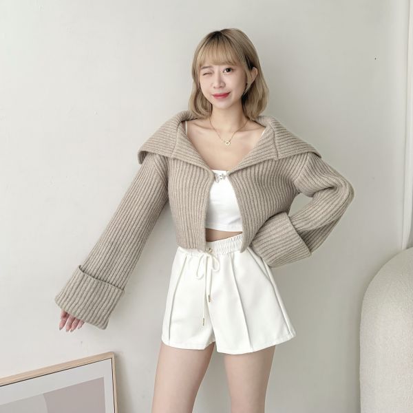 大翻領毛衣外套 