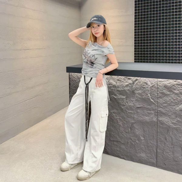 編織帶口袋彎刀褲 