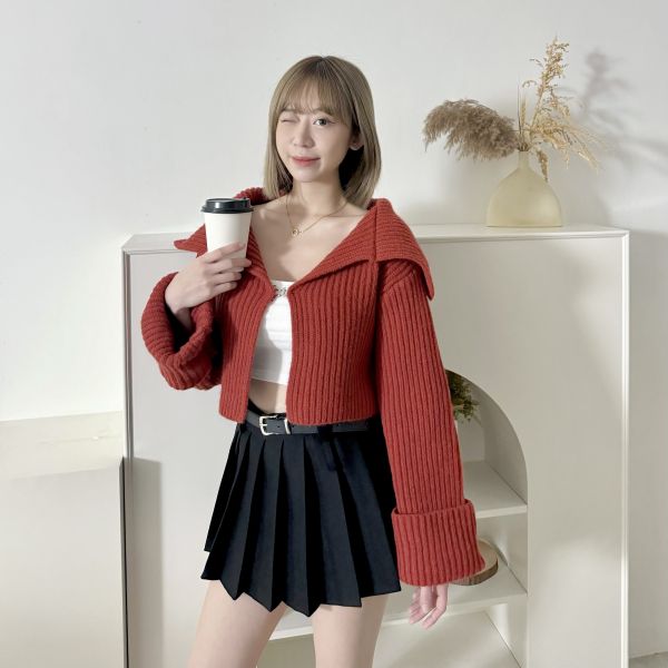 大翻領毛衣外套 