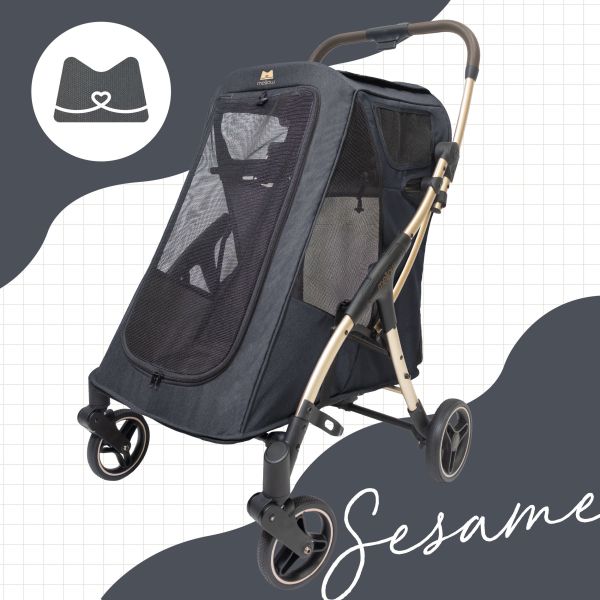 Puff 全方位寵物推車 - 芝麻黑 Sesame 