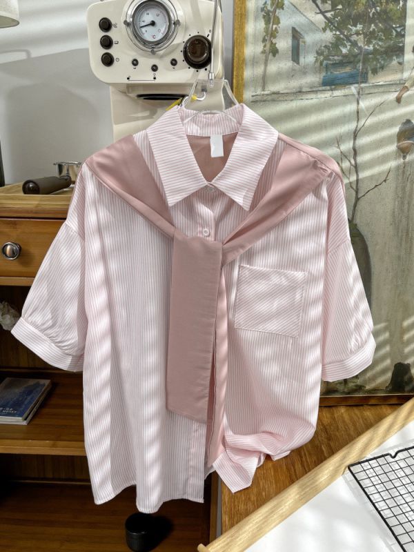 (預購)假兩件式襯衫短袖 