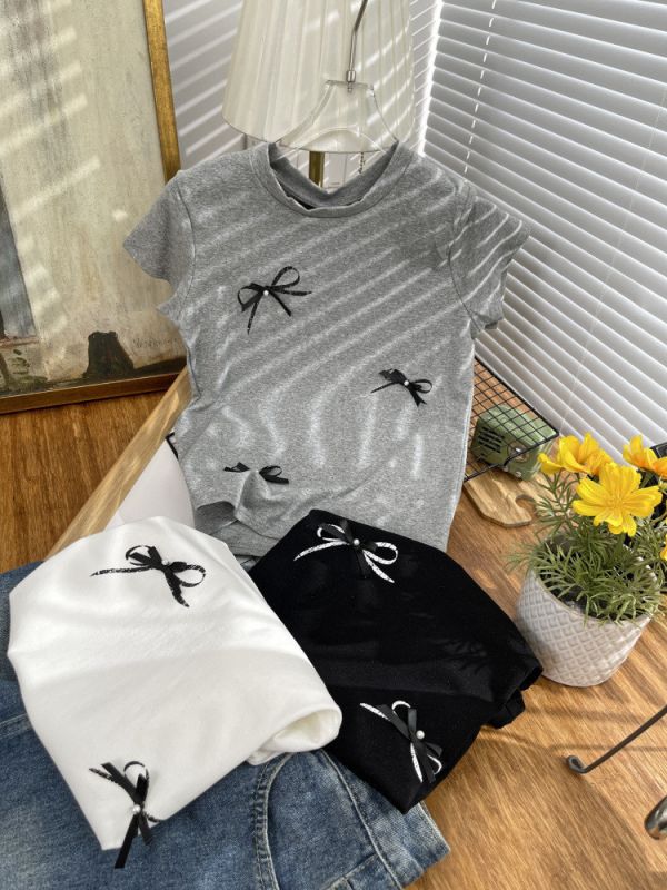 (預購)蝴蝶結珍珠短袖 