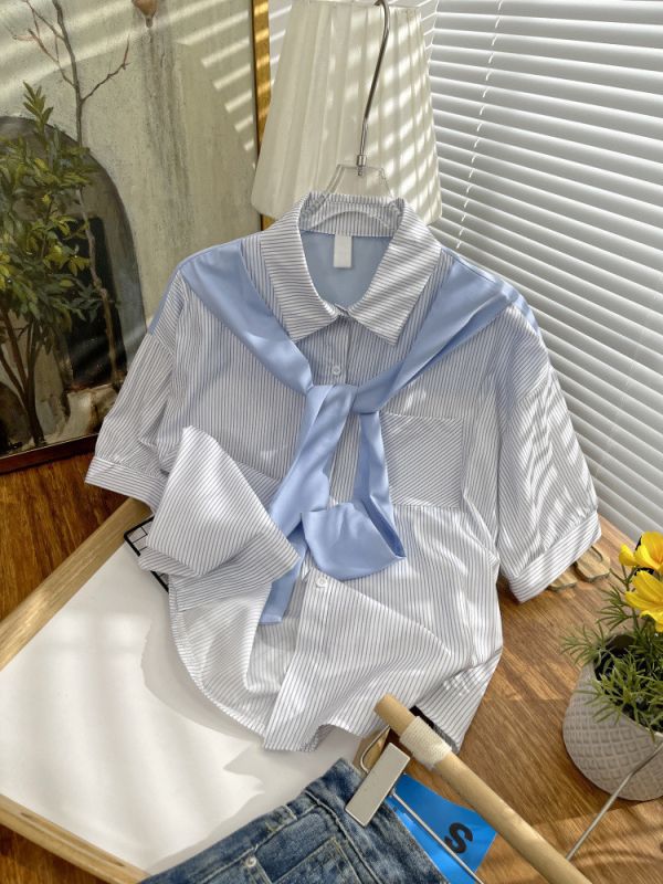 (預購)假兩件式襯衫短袖 