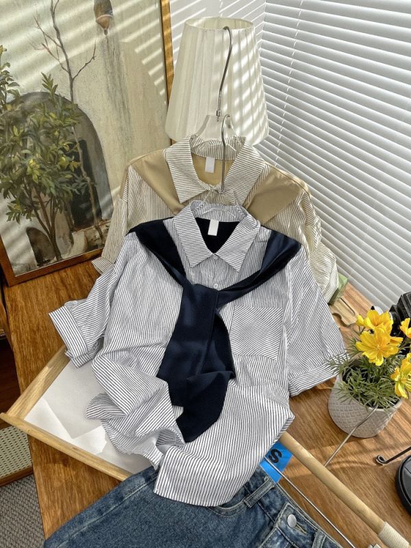 (預購)假兩件式襯衫短袖 