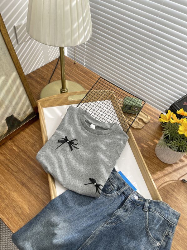 (預購)蝴蝶結珍珠短袖 