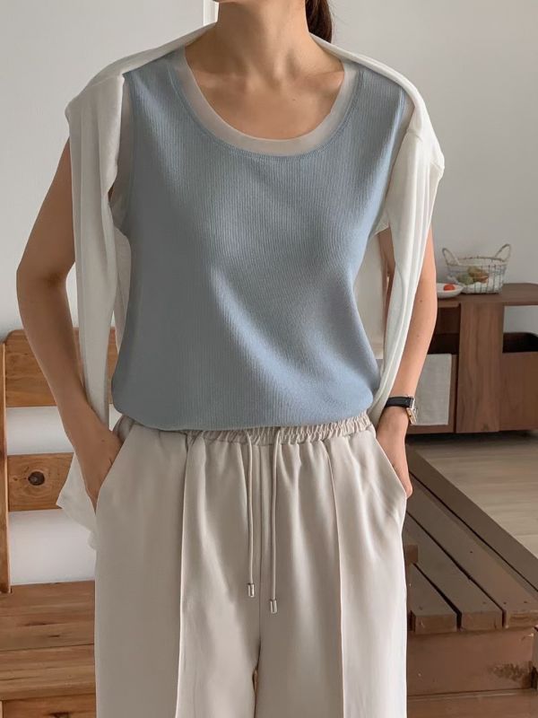 正韓簡約純色無袖背心 無袖背心