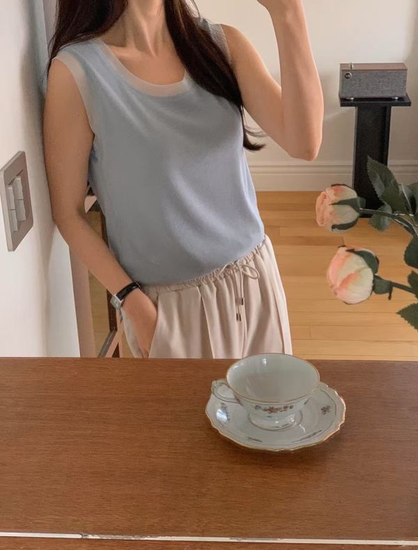 正韓簡約純色無袖背心 無袖背心