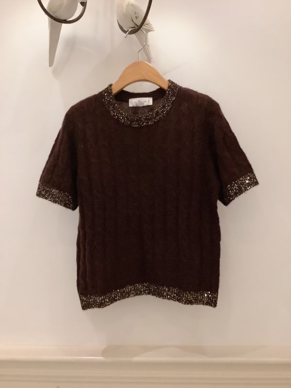 夜光呢語．針織亮邊短袖上衣 針織上衣,短袖針織,韓系上衣,秋冬上衣,氣質上衣,法式風上衣,韓國女裝,百搭上衣