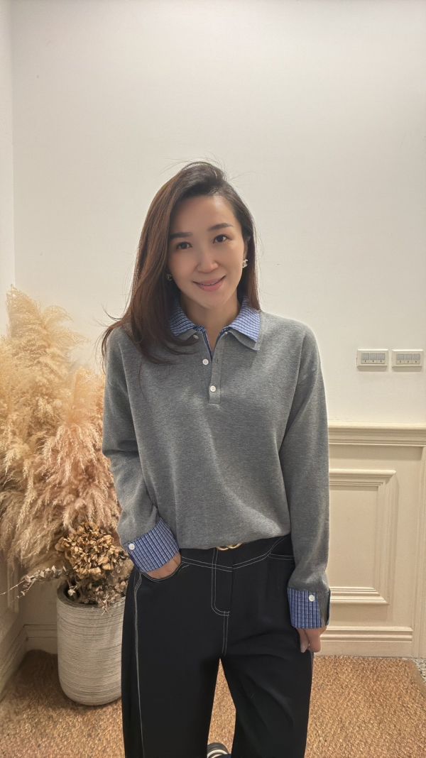 層次領調．拼接假兩件上衣 假兩件上衣,拼接上衣,韓系上衣,層次感穿搭,襯衫領上衣,秋冬上衣,質感女裝,韓國女裝推薦