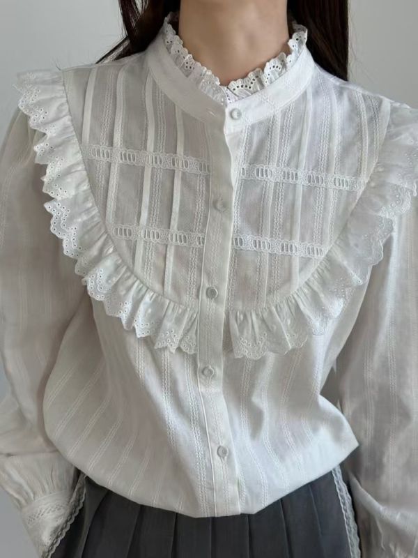 法式娃娃領蕾絲襯衫 襯衫