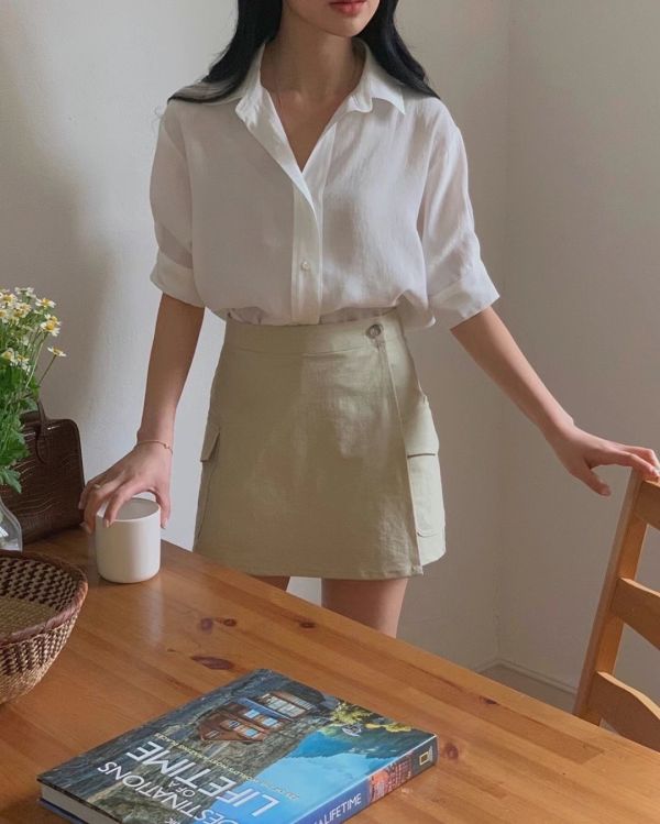 雲朵輕透襯衫 法式襯衫, 夏季襯衫女, 寬鬆白襯衫, 翻領襯衫, 微透襯衫, 慵懶風穿搭, 氣質上衣, 襯衫推薦, 日常穿搭女裝
