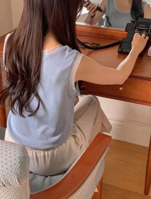 正韓簡約純色無袖背心 無袖背心