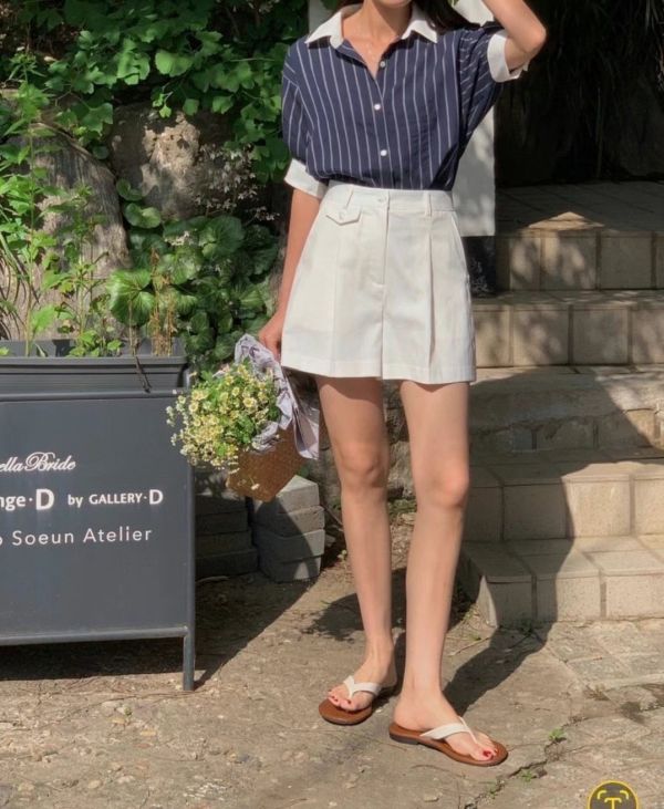 條紋翻領寬版襯衫 寬版襯衫,翻領襯衫,撞色襯衫,落肩襯衫,日系襯衫,夏季襯衫,舒適寬鬆上衣,百搭襯衫女裝,休閒風襯衫