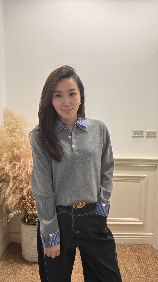 層次領調．拼接假兩件上衣 假兩件上衣,拼接上衣,韓系上衣,層次感穿搭,襯衫領上衣,秋冬上衣,質感女裝,韓國女裝推薦