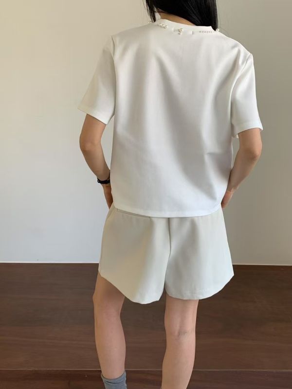 珍珠飾領正韓圓領棉T 圓領T,短袖,正韓