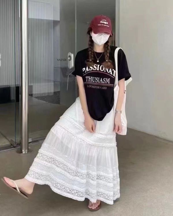 韓系優雅雕花蕾絲裙 蕾絲裙