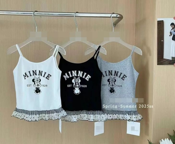 Le molt Minnie復古甜心吊帶背心 Minnie背心,米奇吊帶上衣,韓系穿搭,甜美風背心,荷葉邊背心,可愛卡通背心,棉質吊帶上衣