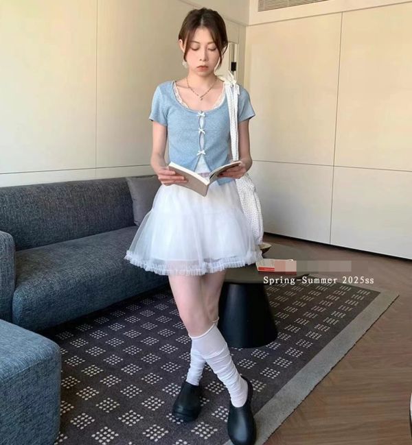 Le molt 雲紗輕語蓬裙 蓬裙,A字裙,多層紗裙,壓摺裙擺,澎澎裙,甜美風裙子,鬆緊腰裙,夢幻紗裙,空氣感裙裝,層次感短裙
