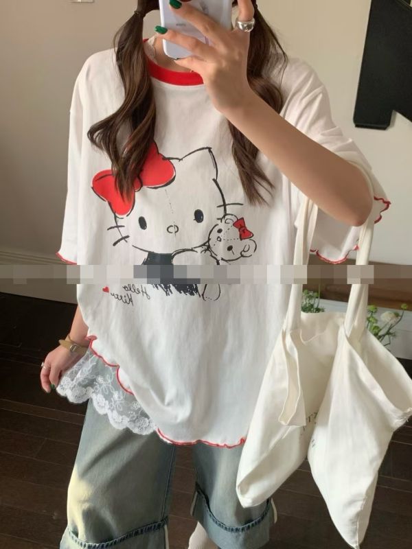 Le molt 甜美撞色卡通圖案圓領T恤 擁有滿滿的少女心 t恤