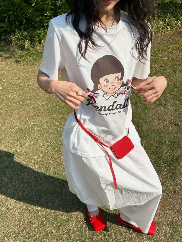 Le molt甜心繫髮・立體蝴蝶結雙馬尾圖案上衣 短袖上衣,T恤